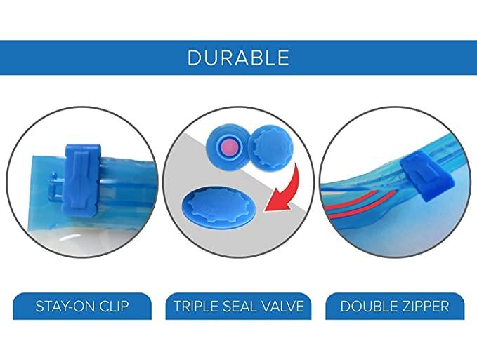 Smart Saver Reusable Vacuum Storage Bags Ziplock Space for Travel plastic clothes blanket cover bag transparent storage quilt blankets cloth with zip, Transparent packing underbed organizer vaccum saver compression - Pack of 4 (2Jumbo+2Large) with Pump